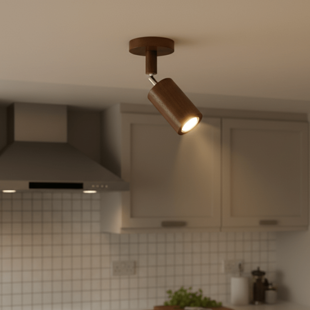 Lámpara de techo LED regulable de madera maciza
