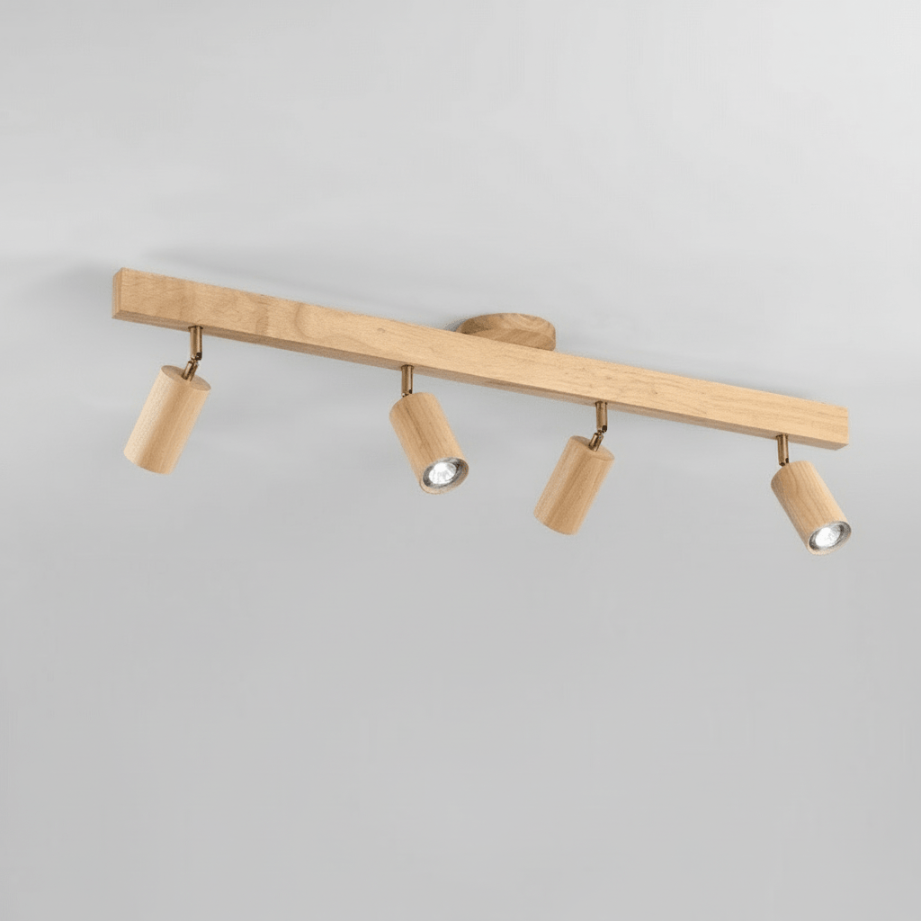 Lámpara de techo LED regulable de madera maciza