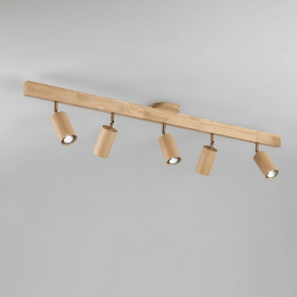 Lámpara de techo LED regulable de madera maciza
