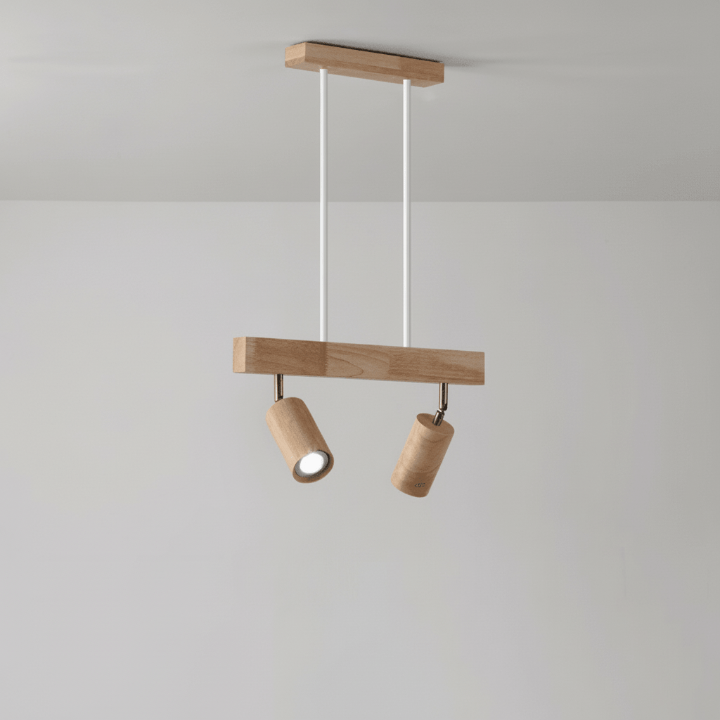 Lámpara de techo LED regulable de madera maciza