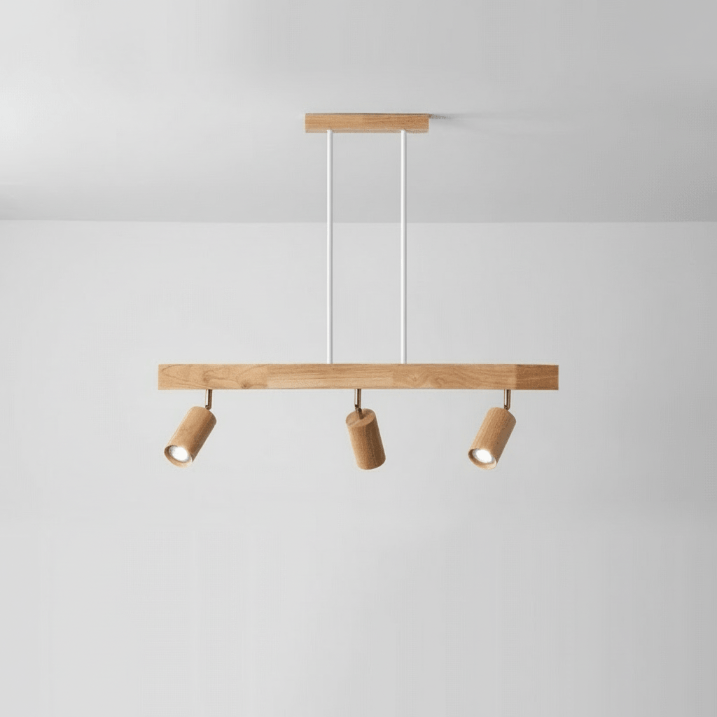 Lámpara de techo LED regulable de madera maciza