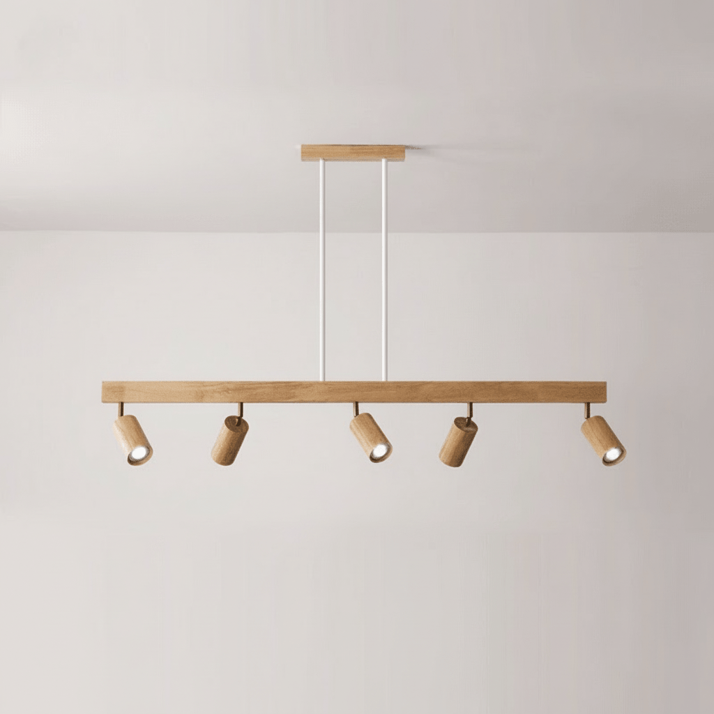 Lámpara de techo LED regulable de madera maciza