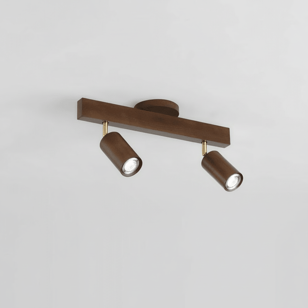Lámpara de techo LED regulable de madera maciza