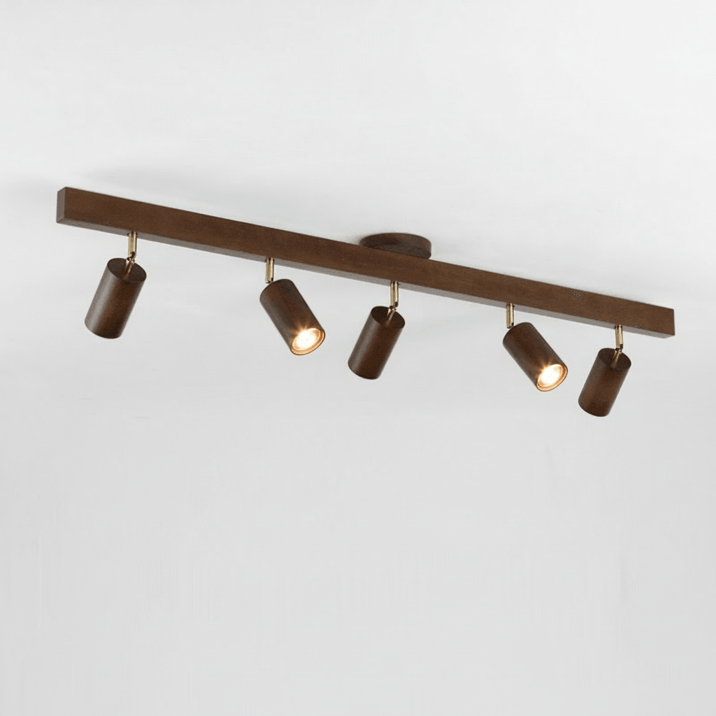 Lámpara de techo LED regulable de madera maciza