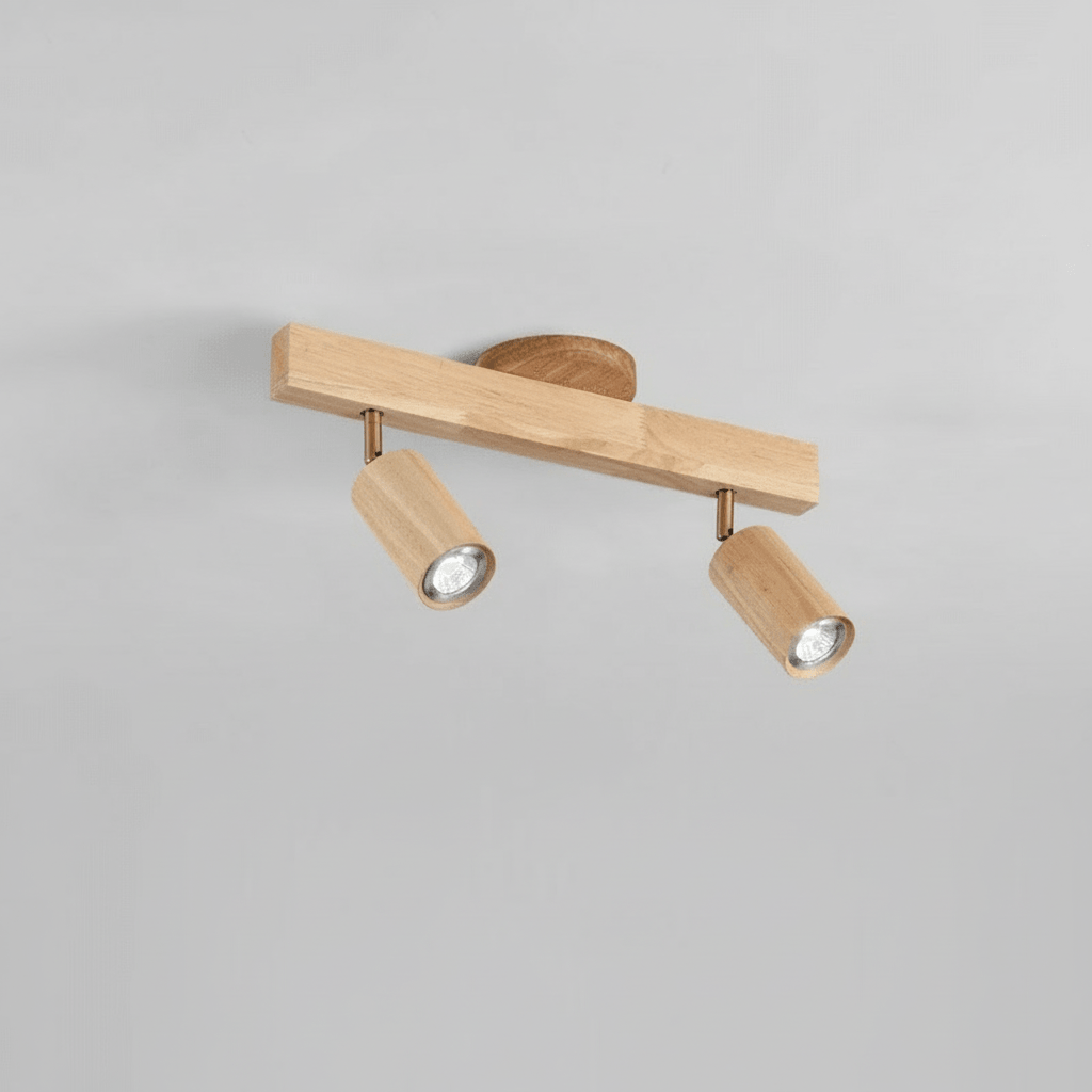 Lámpara de techo LED regulable de madera maciza
