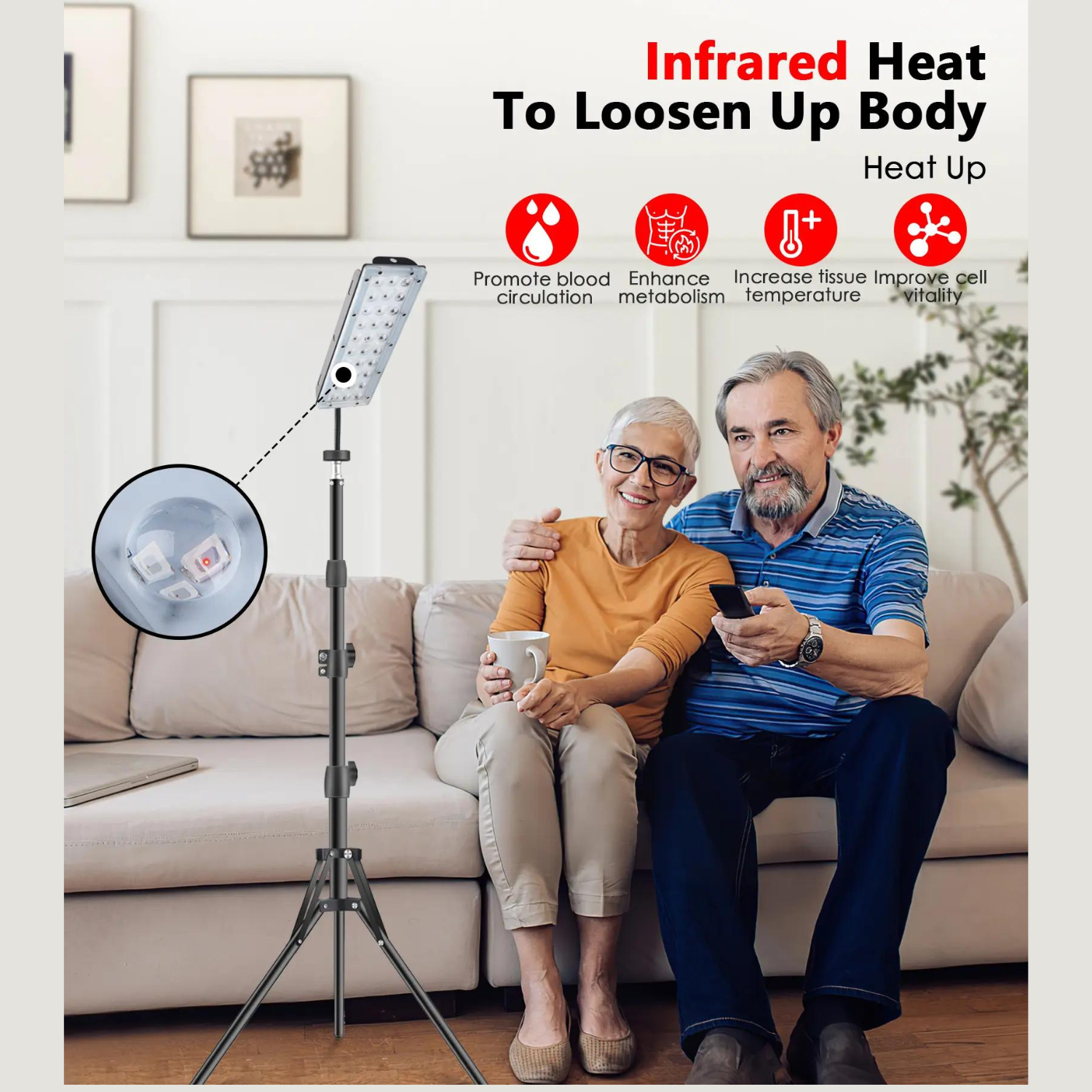 Lámpara de Terapia de Luz Roja de Pie con Franja Ajustable