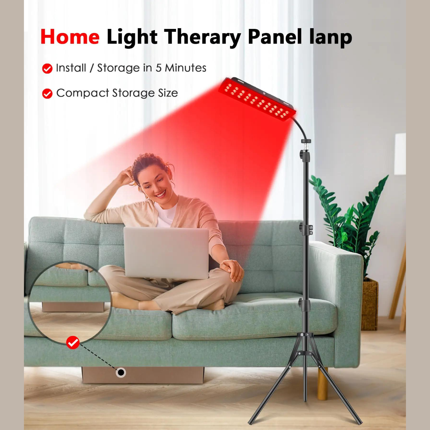 Lámpara de Terapia de Luz Roja de Pie con Franja Ajustable