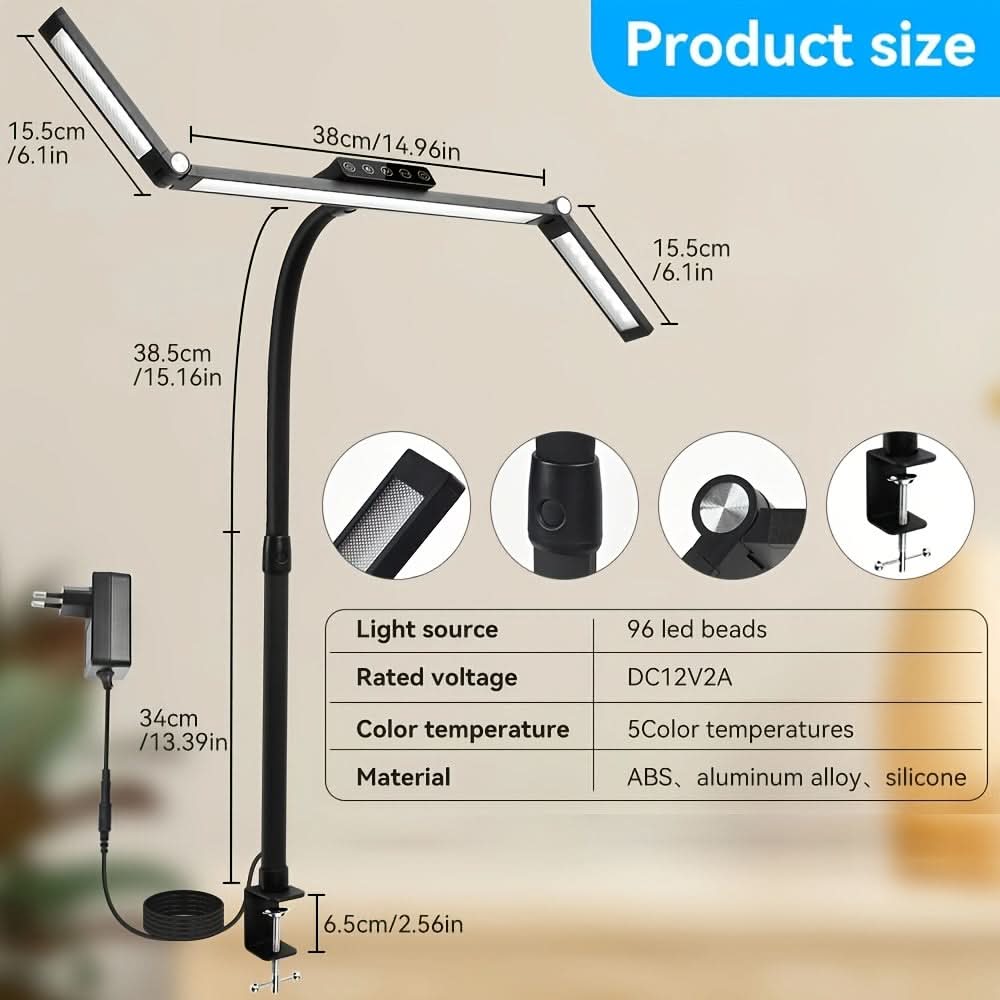 Lámpara de trabajo LED de 18 W con cuello flexible ajustable para iluminación de amplias zonas