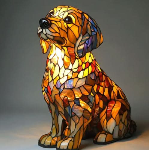 Lámpara decorativa con luz y motivo de raza de perro para el hogar