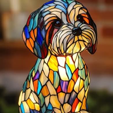 Lámpara decorativa con luz y motivo de raza de perro para el hogar