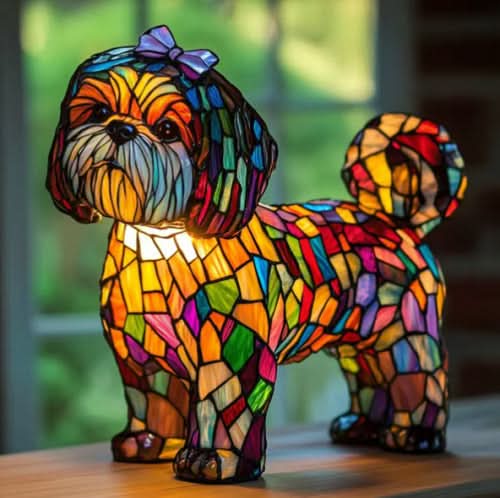 Lámpara decorativa con luz y motivo de raza de perro para el hogar