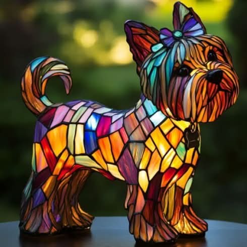 Lámpara decorativa con luz y motivo de raza de perro para el hogar