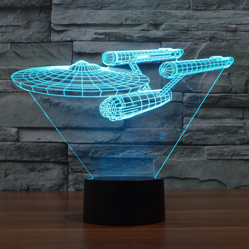 Lámpara LED 3D con ilusión óptica de nave espacial Star Trek Enterprise – Luz multicolor