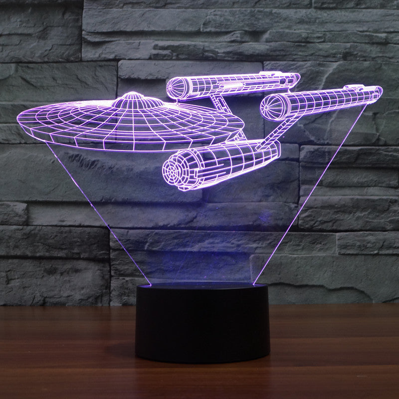 Lámpara LED 3D con ilusión óptica de nave espacial Star Trek Enterprise – Luz multicolor