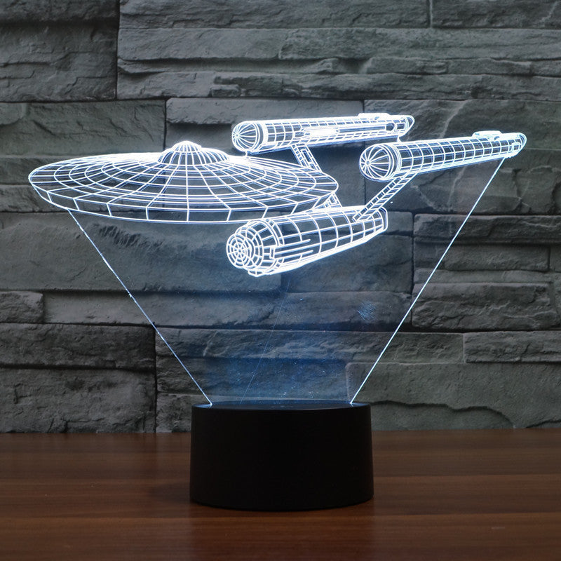 Lámpara LED 3D con ilusión óptica de nave espacial Star Trek Enterprise – Luz multicolor