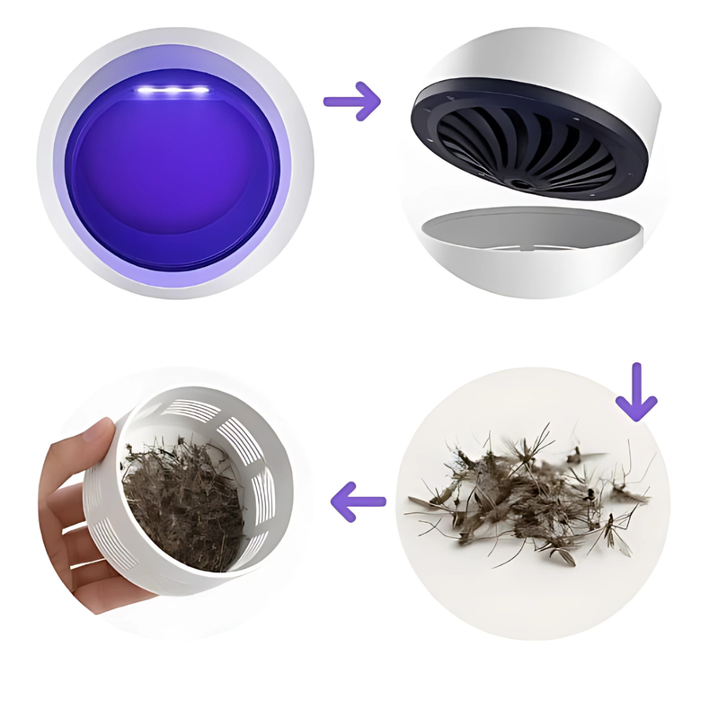 Lámpara mata insectos eléctrica con luz UV y trampa para mosquitos