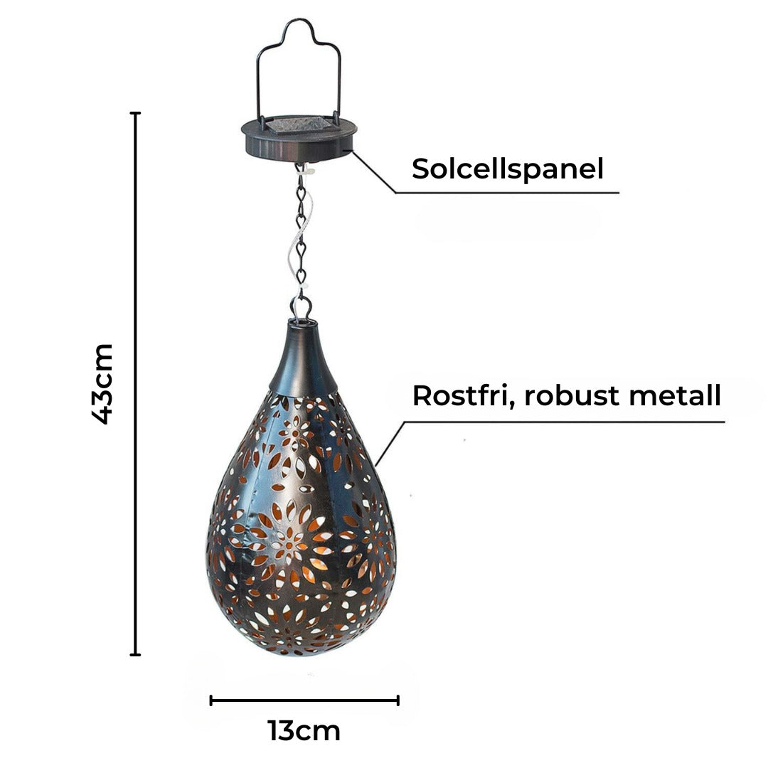 Lámpara solar ambiental de acero inoxidable con forma de gota
