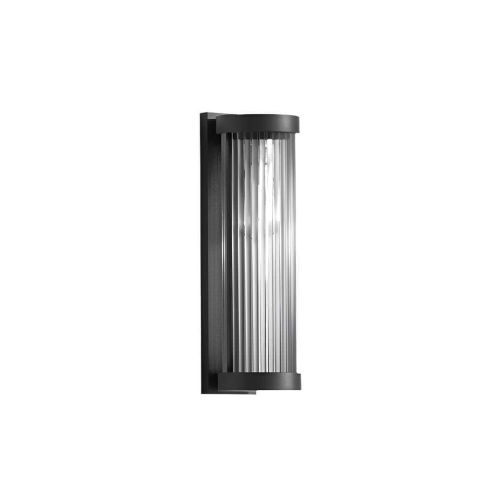 Lámpara solar cilíndrica de exterior en metal y vidrio