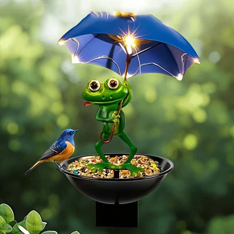 Lámpara solar con figura de rana luminosa para jardín