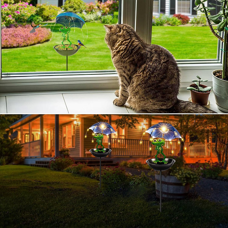 Lámpara solar con figura de rana luminosa para jardín