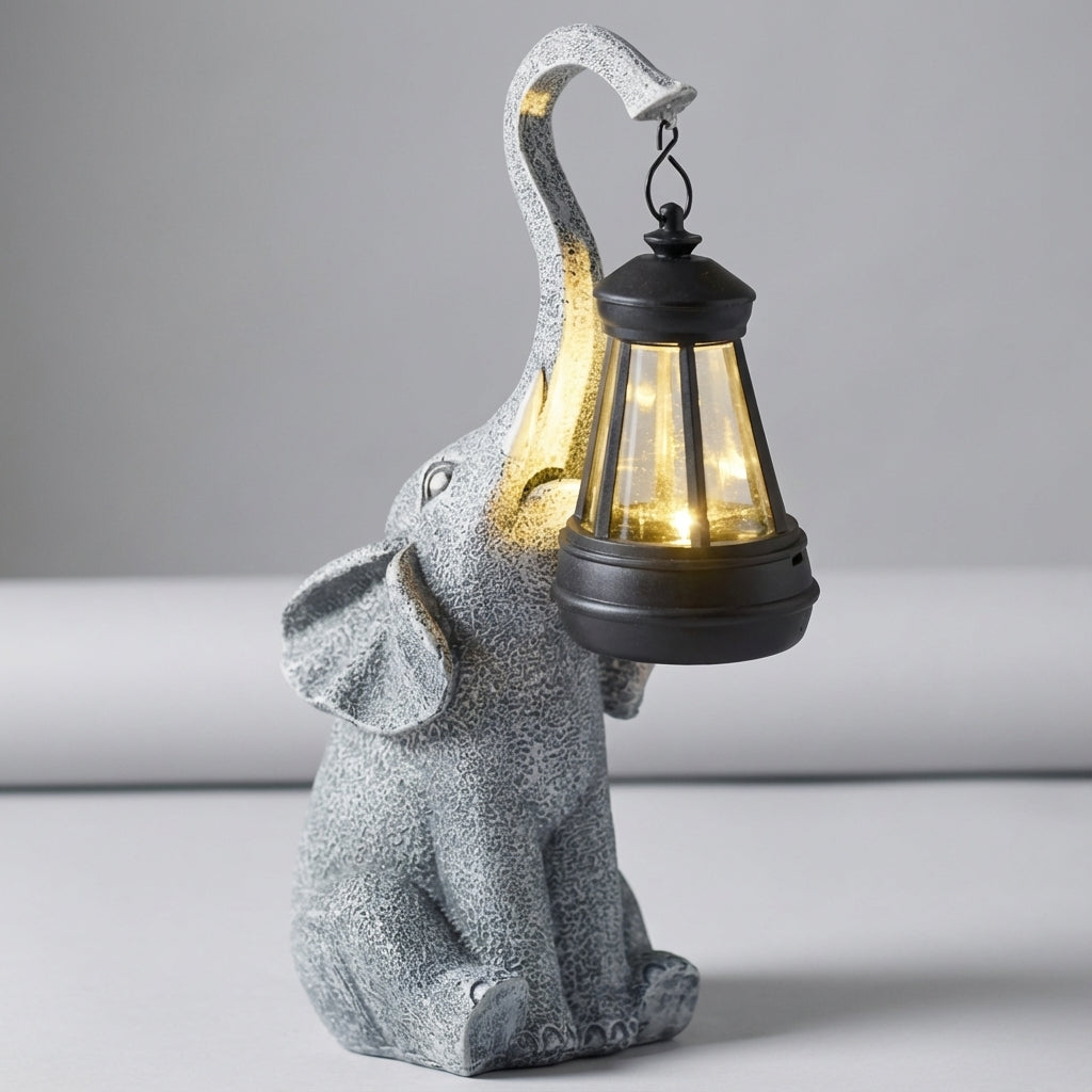 Lámpara Solar de Jardín con Forma de Elefante e Iluminación LED Ambiental Automática