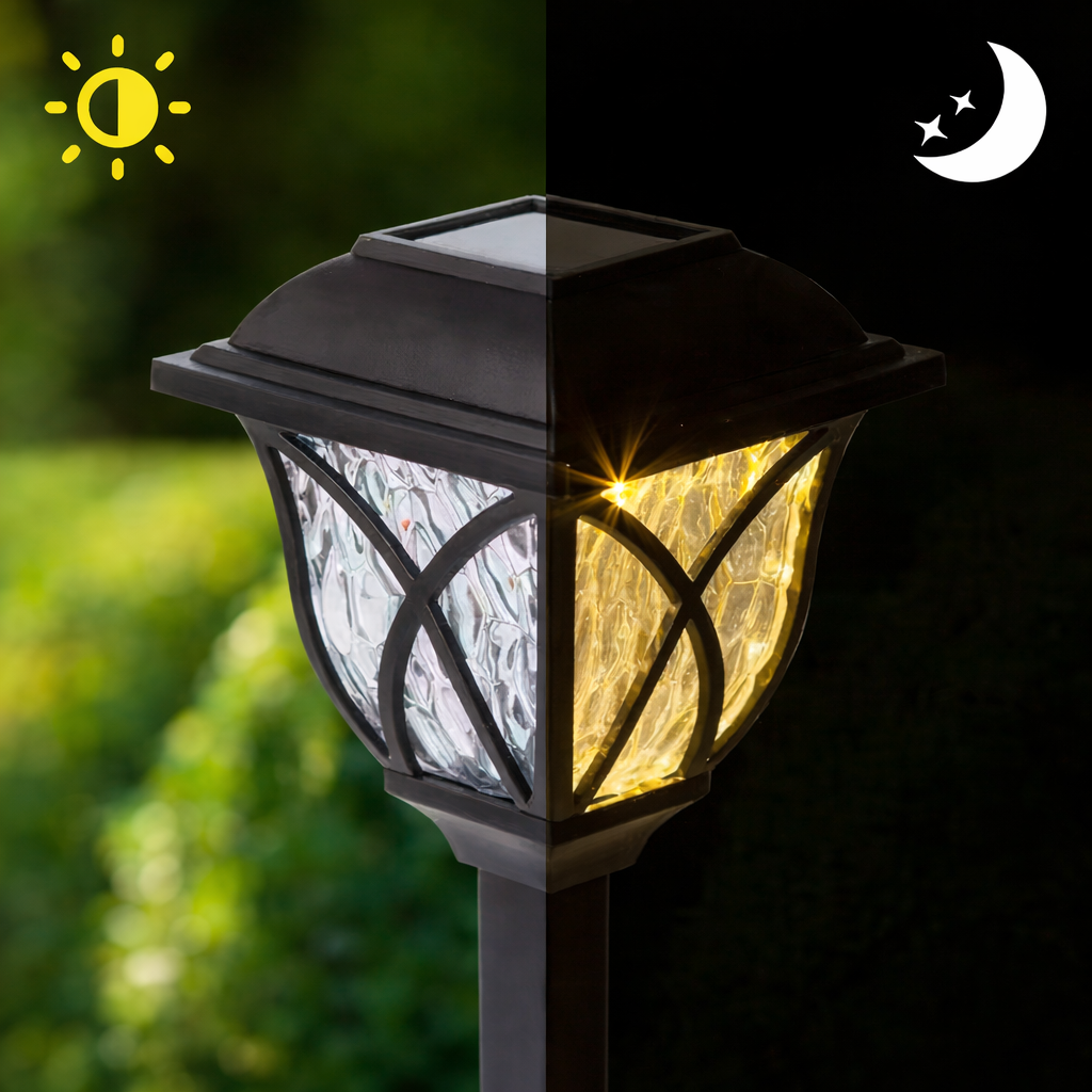 Lámpara solar LED de exterior para jardín y caminos con luz cálida