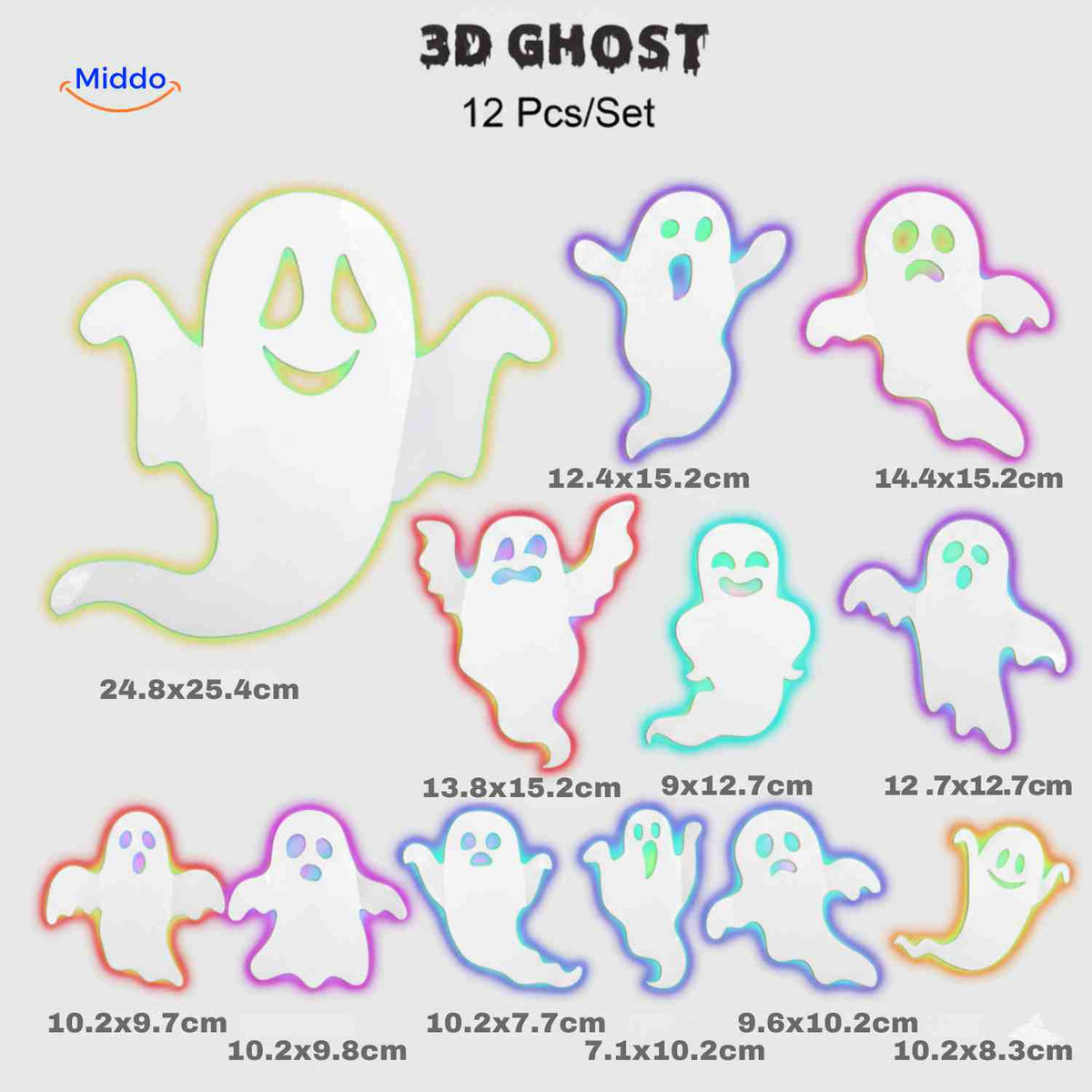 Lámpara y decoración de Halloween en 3D con luz LED y pegatinas de pared