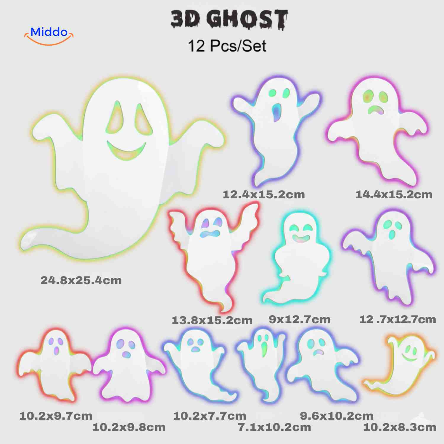 Lámpara y decoración de Halloween en 3D con luz LED y pegatinas de pared
