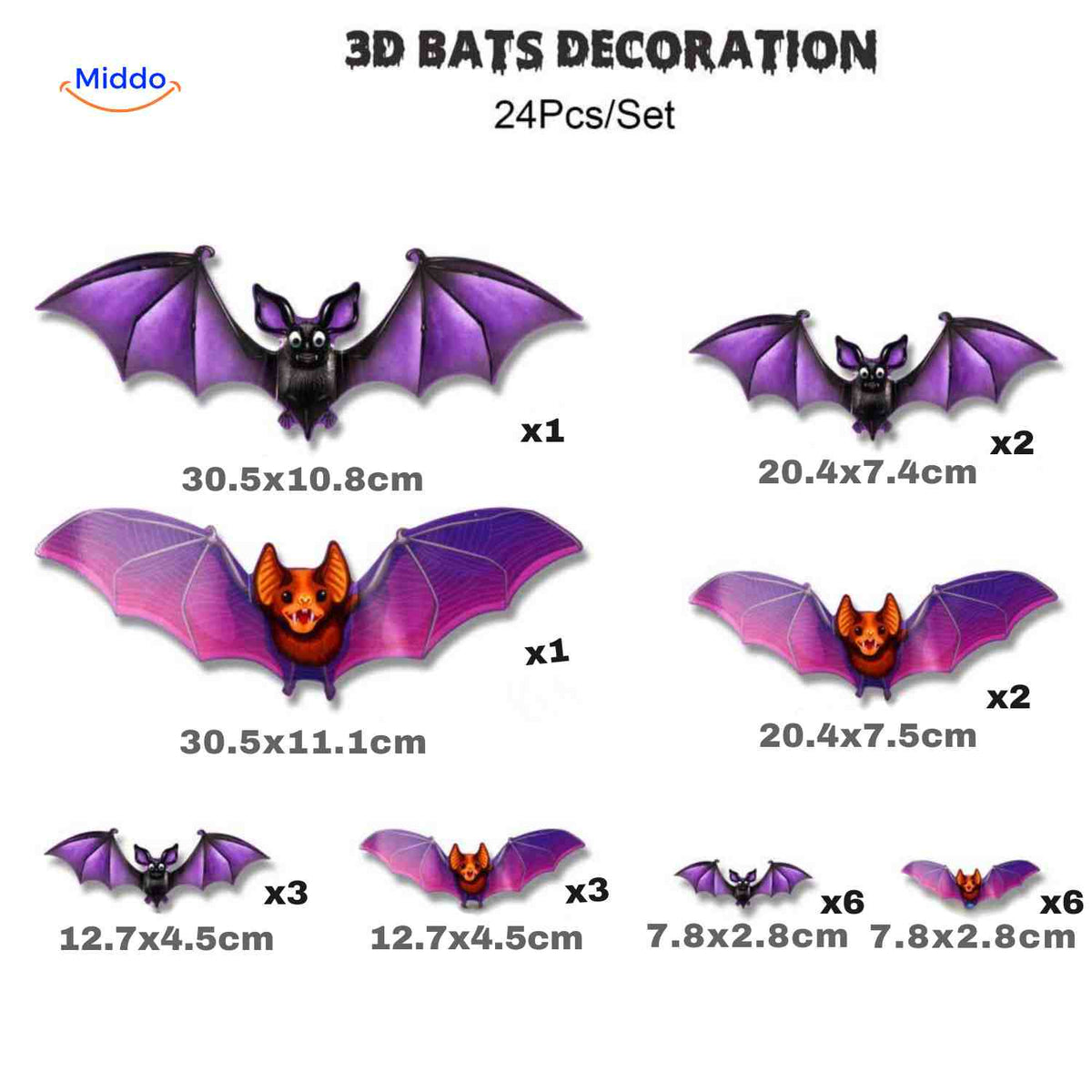 Lámpara y decoración de Halloween en 3D con luz LED y pegatinas de pared