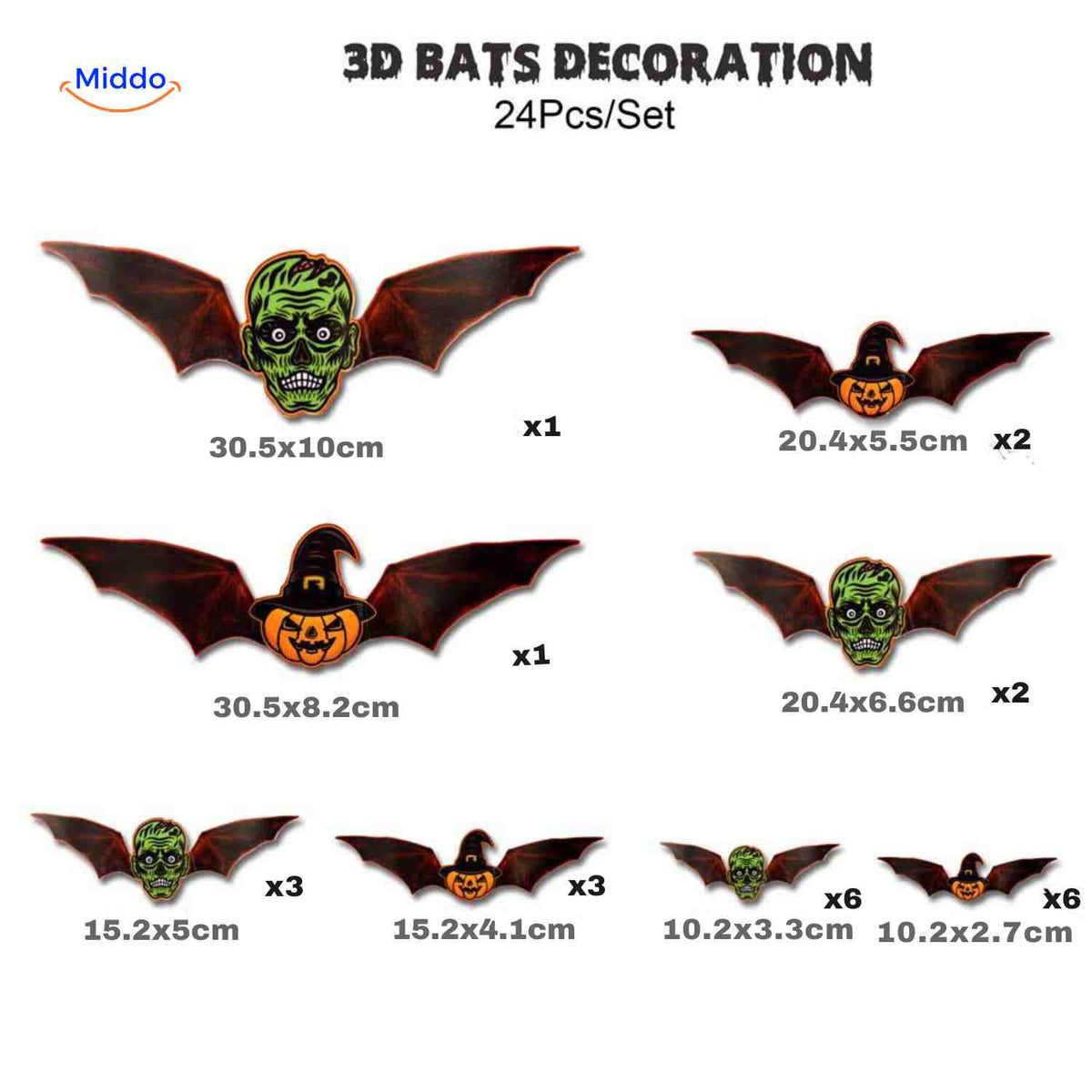 Lámpara y decoración de Halloween en 3D con luz LED y pegatinas de pared