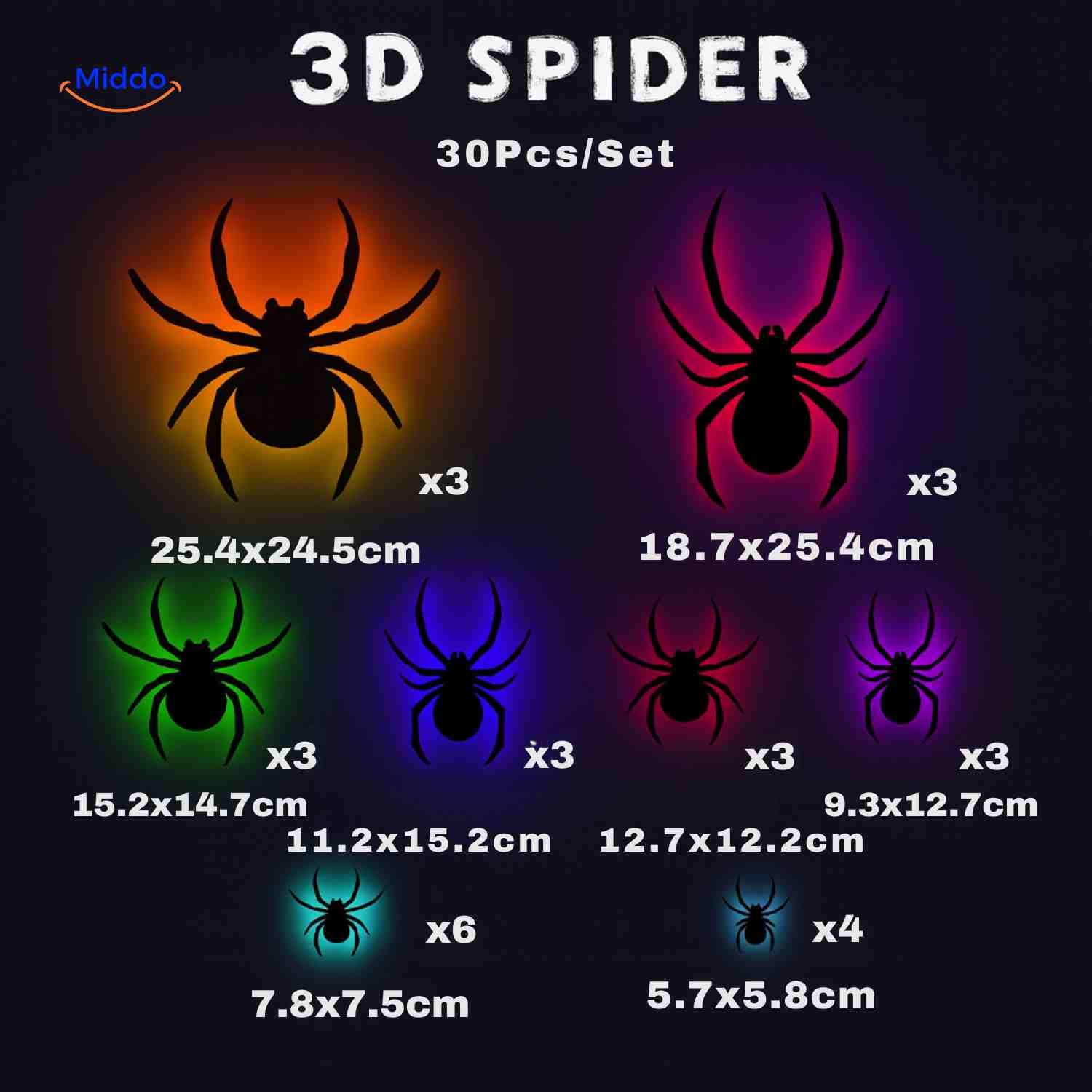 Lámpara y decoración de Halloween en 3D con luz LED y pegatinas de pared