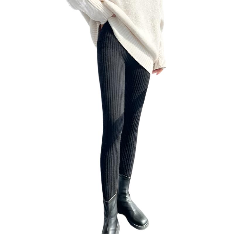 Leggings de punto acanalado de talle alto para mujer