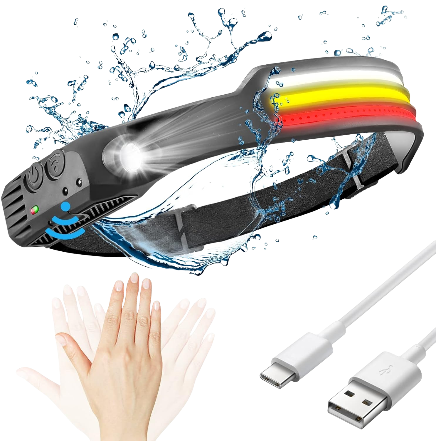 Linterna frontal LED X3: linterna de cabeza recargable e impermeable para correr, hacer senderismo y aventuras al aire libre