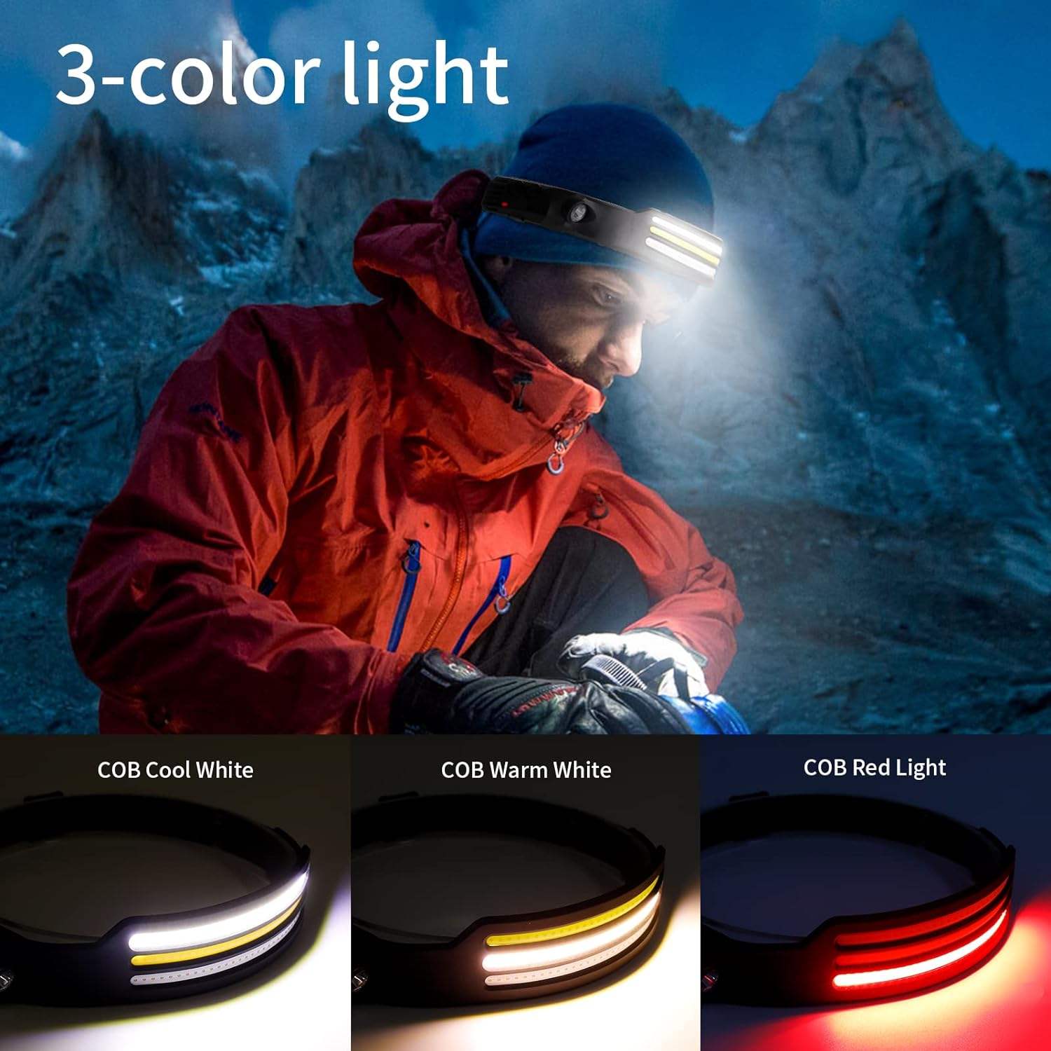 Linterna frontal LED X3: linterna de cabeza recargable e impermeable para correr, hacer senderismo y aventuras al aire libre