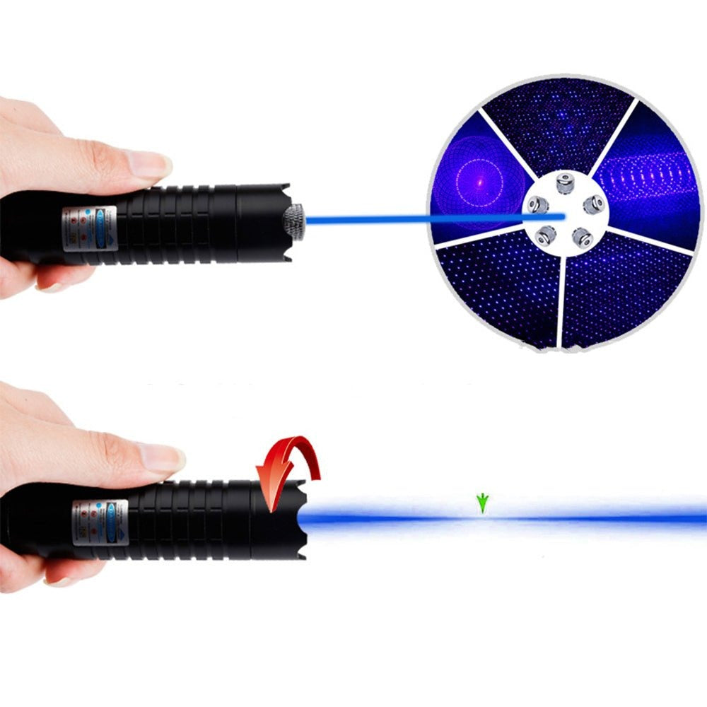 Linterna láser azul | Alta intensidad óptica de 450 nm | Alcance táctico de más de 5000 m | Cuerpo de aluminio con enfoque ajustable | Linterna con capacidad de encendido térmico