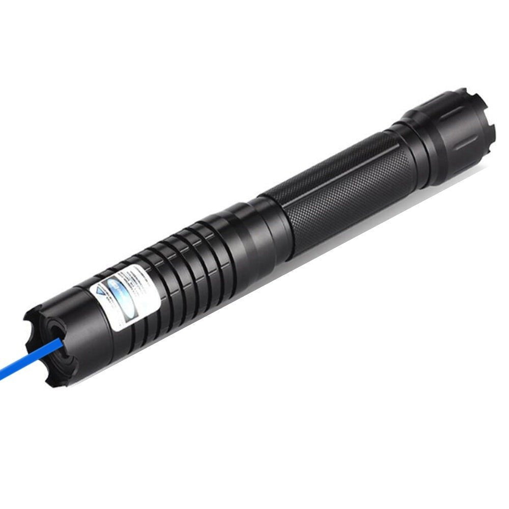 Linterna láser azul | Alta intensidad óptica de 450 nm | Alcance táctico de más de 5000 m | Cuerpo de aluminio con enfoque ajustable | Linterna con capacidad de encendido térmico