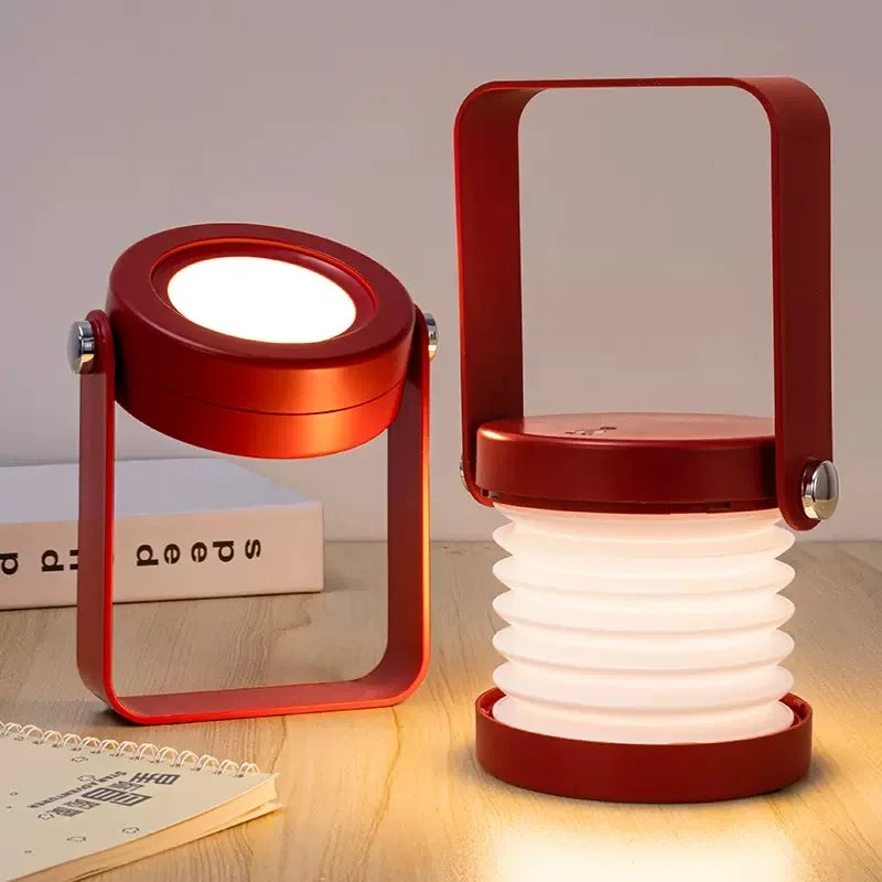 Linterna portátil creativa con asa de madera | Lámpara de mesa plegable y recargable