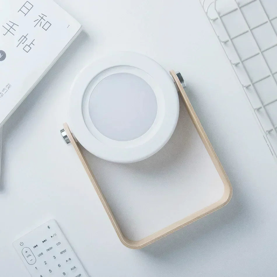 Linterna portátil creativa con asa de madera | Lámpara de mesa plegable y recargable