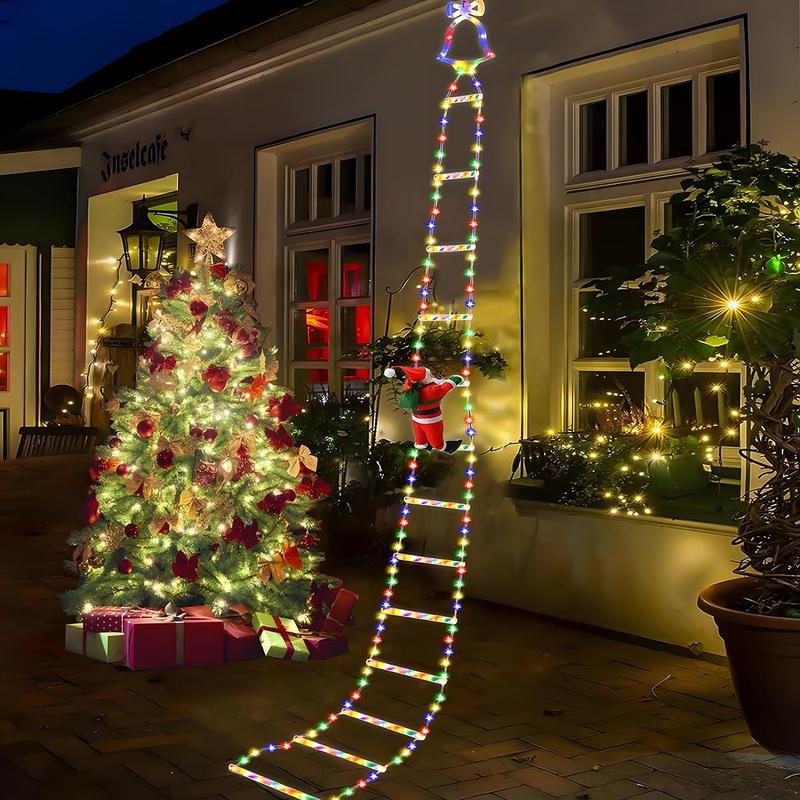 Luces navideñas animadas para escalera con Papá Noel trepador y mando a distancia