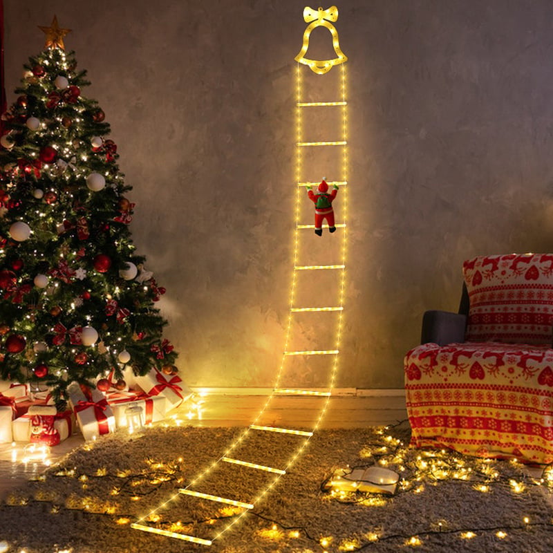 Luces navideñas animadas para escalera con Papá Noel trepador y mando a distancia