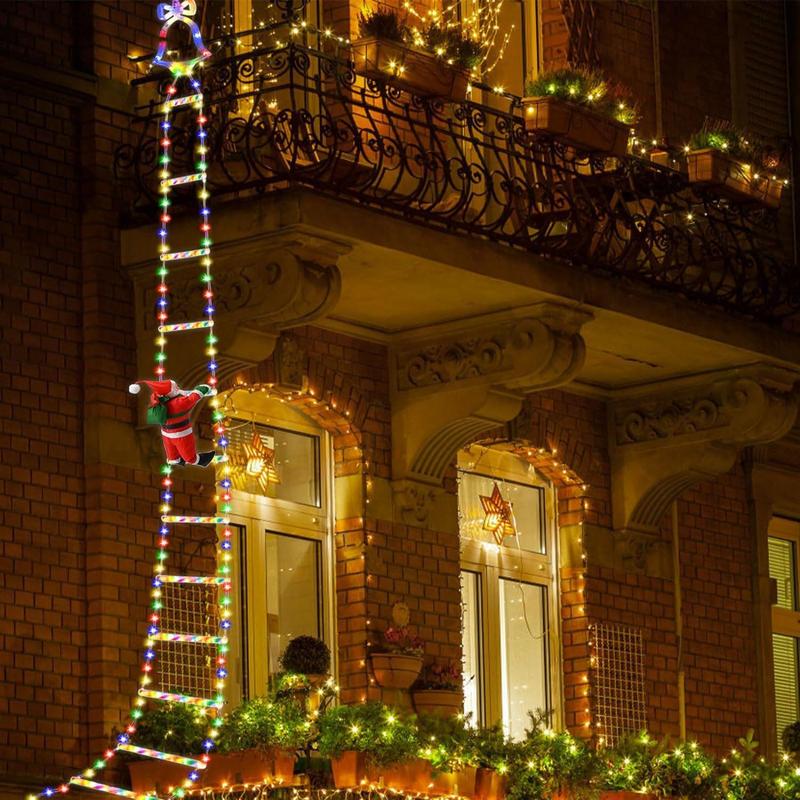 Luces navideñas animadas para escalera con Papá Noel trepador y mando a distancia