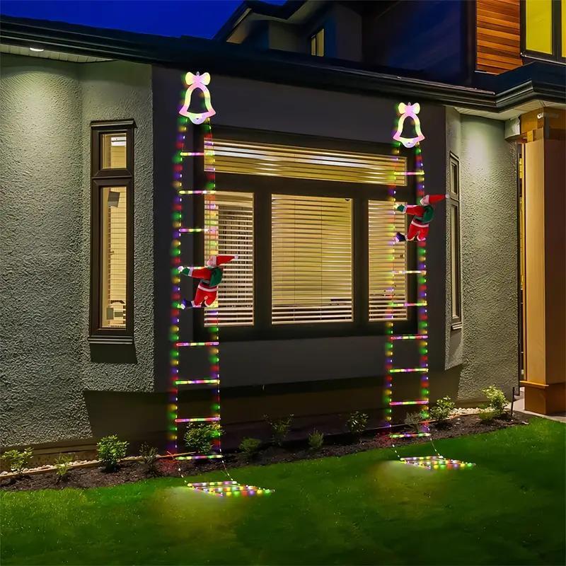 Luces navideñas animadas para escalera con Papá Noel trepador y mando a distancia