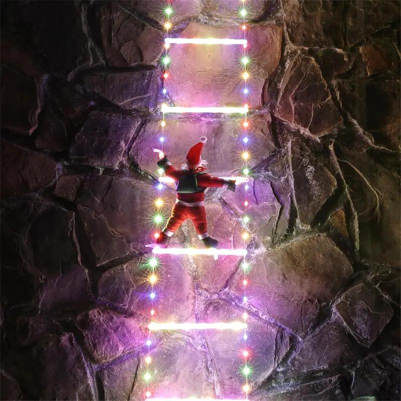 Luces navideñas animadas para escalera con Papá Noel trepador y mando a distancia