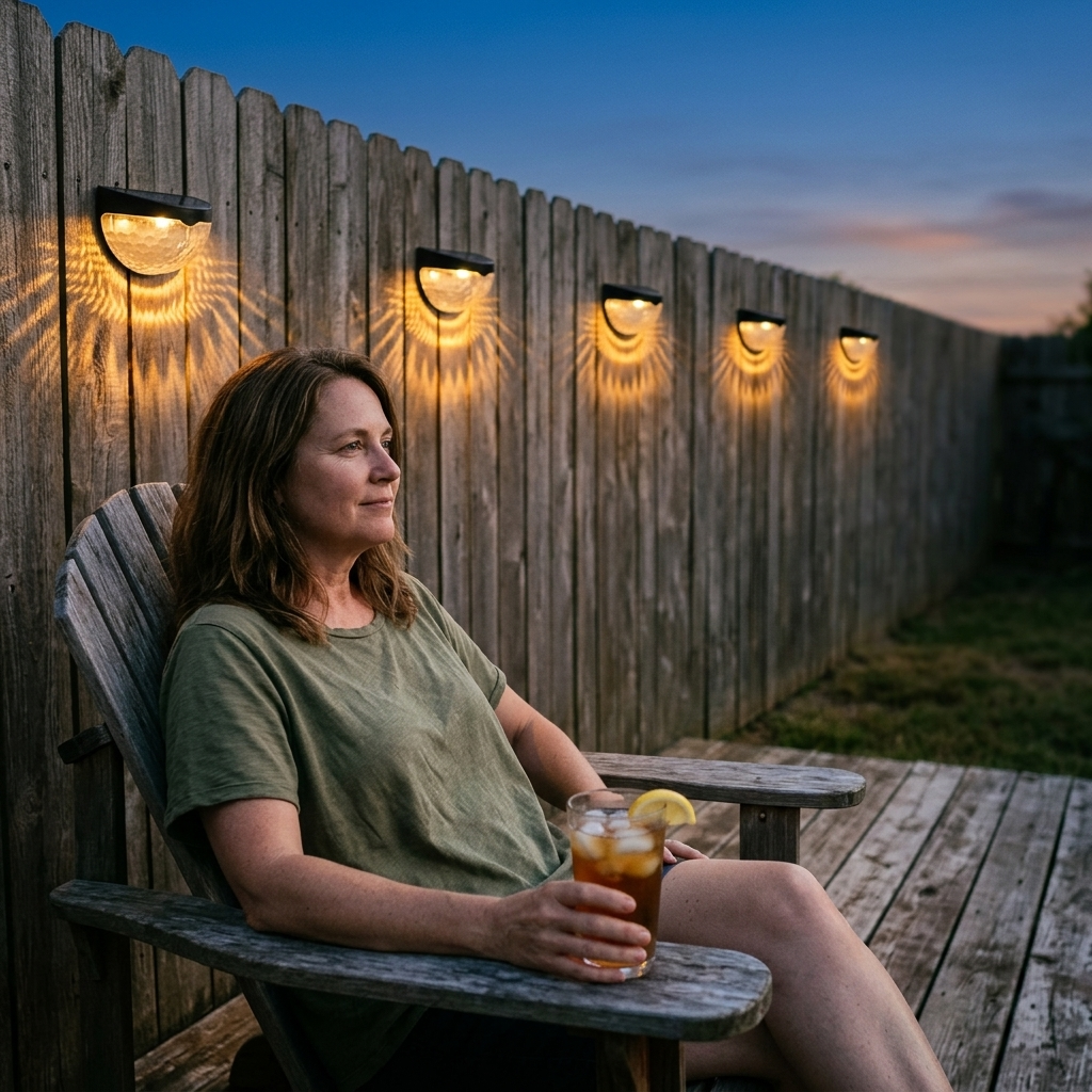 Luces Solares Decorativas para Valla con Luz Cálida en Forma de Abanico/Ondulada (Set de 6 Unidades)