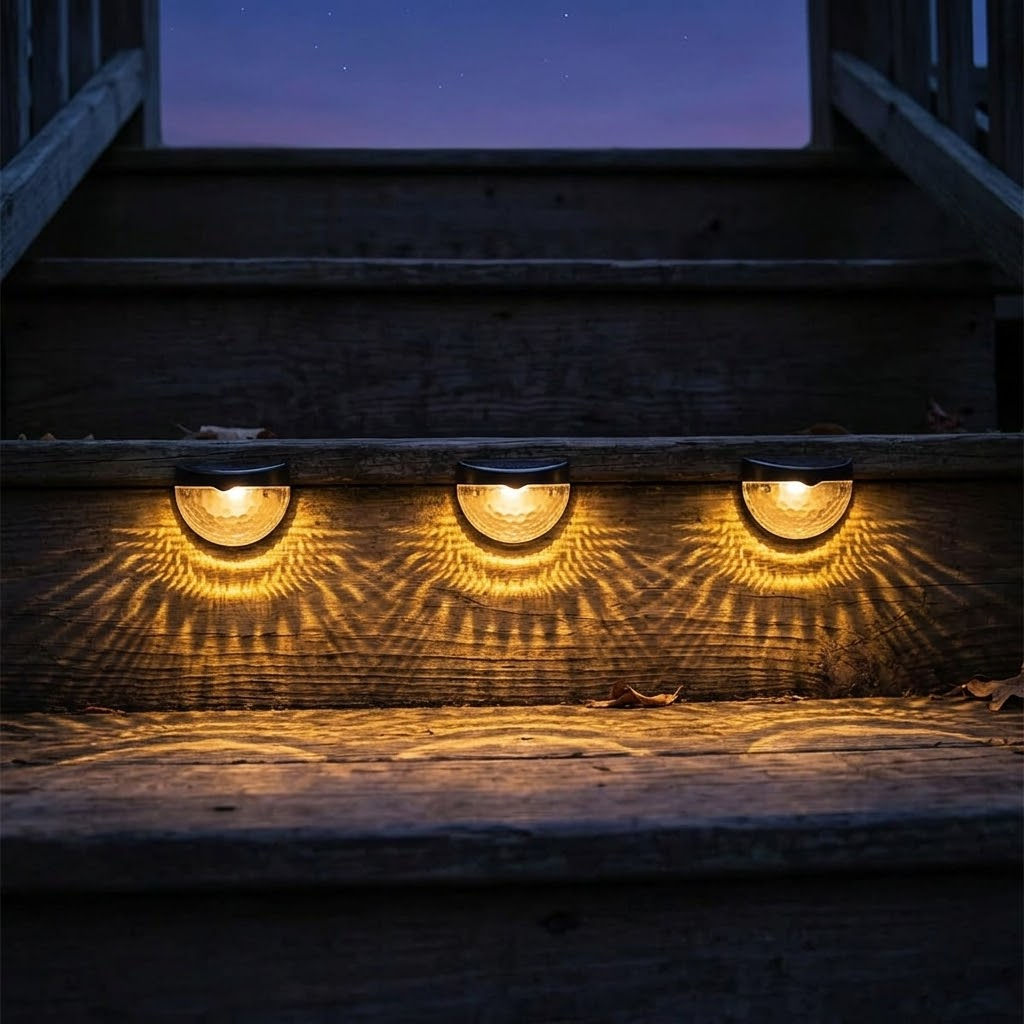 Luces Solares Decorativas para Valla con Luz Cálida en Forma de Abanico/Ondulada (Set de 6 Unidades)