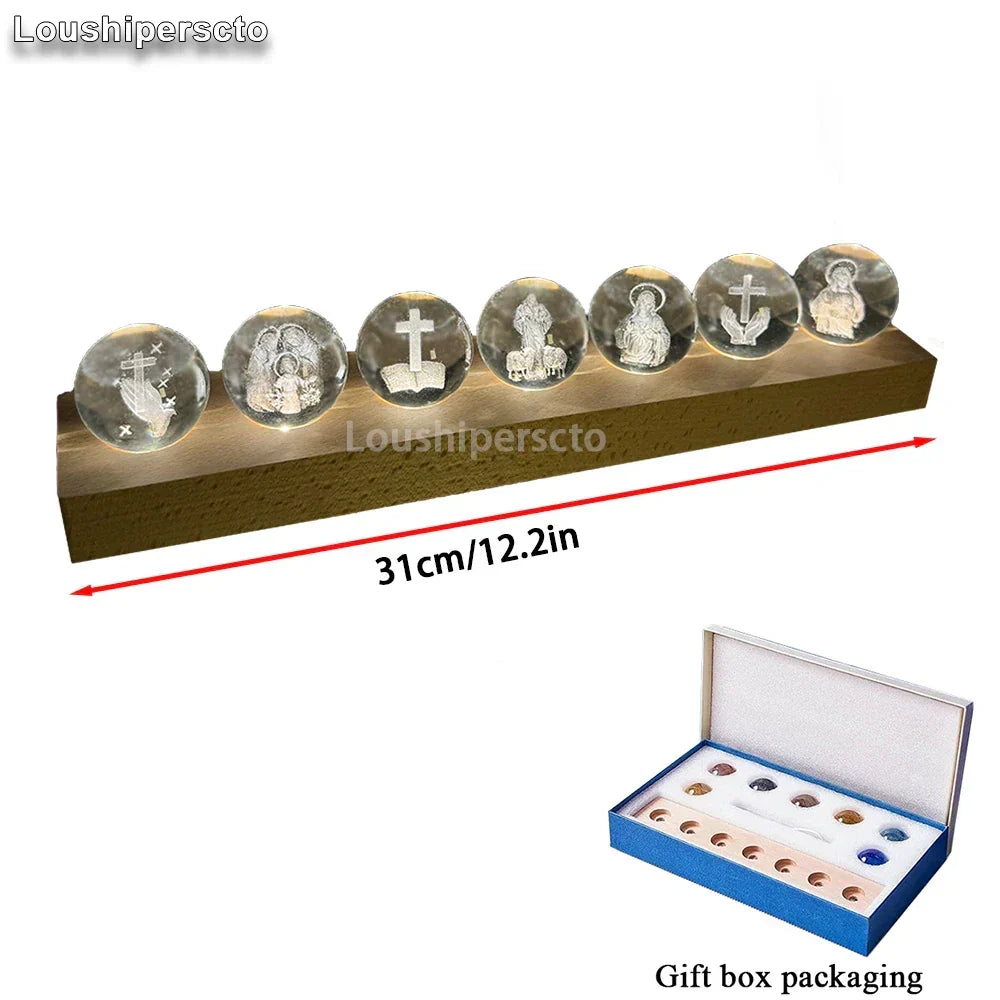 Luz de noche 3D de cristal, regalo decorativo cristiano para el hogar