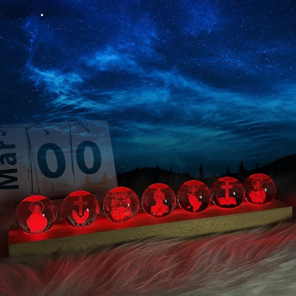 Luz de noche 3D de cristal, regalo decorativo cristiano para el hogar