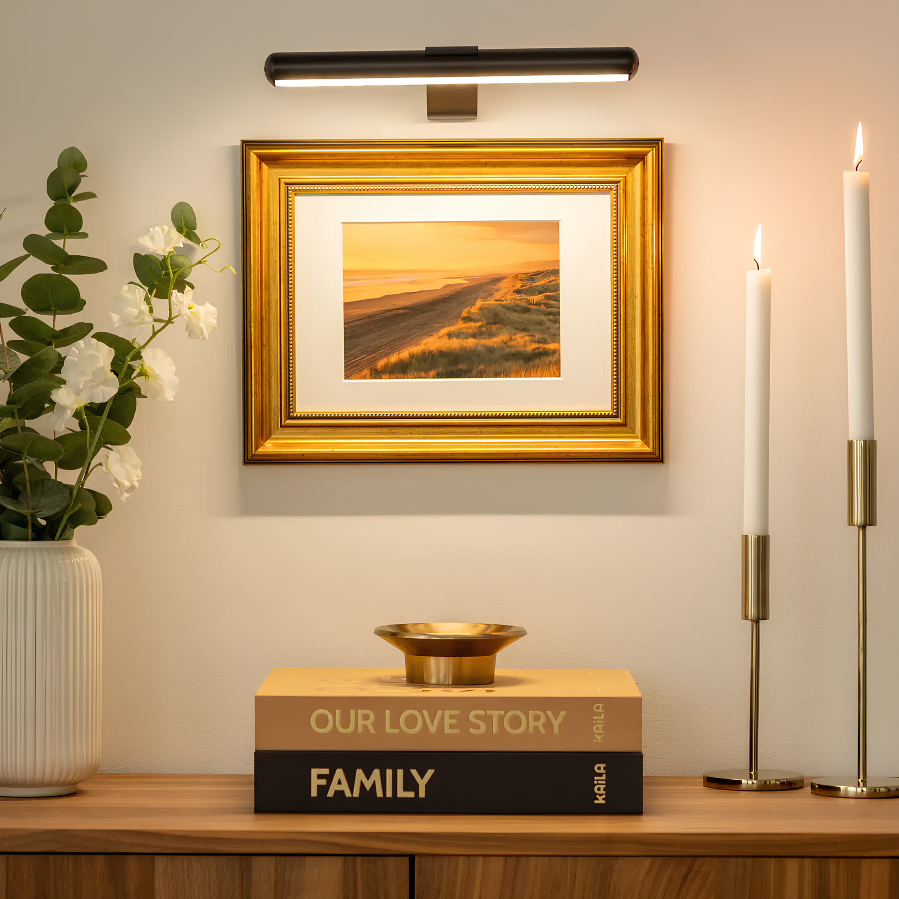 Luz LED inalámbrica para cuadros: aplique de pared recargable con mando a distancia e intensidad regulable