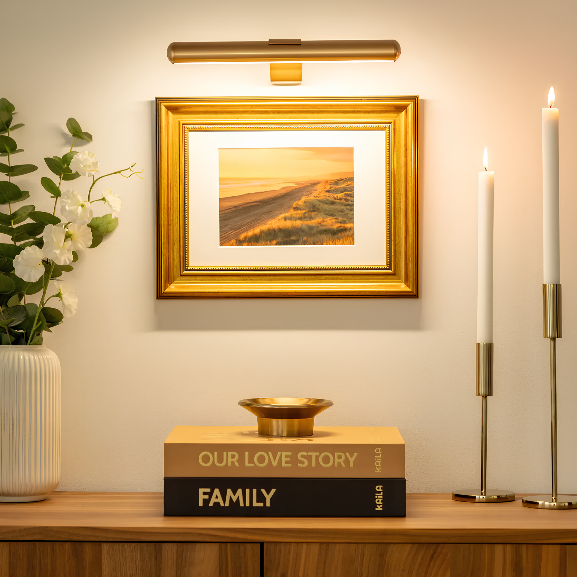 Luz LED inalámbrica para cuadros: aplique de pared recargable con mando a distancia e intensidad regulable