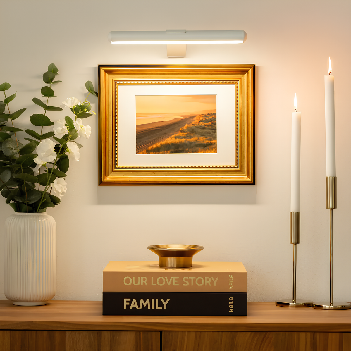 Luz LED inalámbrica para cuadros: aplique de pared recargable con mando a distancia e intensidad regulable